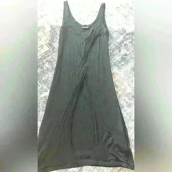 Front twist Draped Midi Stretch Classic Dress Timeless Ruched Boho Lagenlook NÖR - Picture 1 of 7